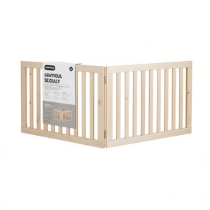 Juego de puertas para perros Gildan, madera de álamo natural, recinto para mascotas, uso en interiores, cierre de empuje, estilo moderno rectangular - Product Image 1
