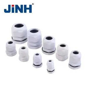 JINH-prensaestopas de Cable de nailon, conector de Cable eléctrico blanco/negro, prensaestopas de Cable de plástico