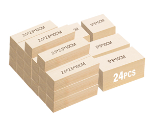 Bloques tallados de tilo de madera maciza Tres tamaños 20 (1x1x4) 2 (2x2x2) 2 (2x2x4) pulgadas Juego en caja - Product Image 1