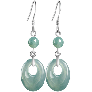 S925 <b>silver</b> natural A-grade jadeite oval jade ring blue water drop <b>earrings</b> ice-grade jade jewelry fashionable women's <b>earrings</b> - Product Image 5
