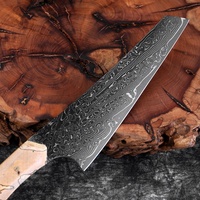 Couteau Gyuto Japonais de 5 Pouces, Tranchant comme un Rasoir, en Acier Damas à Manche Intégral, Couteau Utilitaire, Éplucheur de Fruits, Manche en Bois Tressé, Couteau de Cuisine Domestique