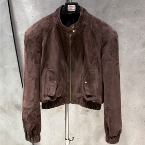 Nouveau Style manteau en cuir suédé en cuir véritable vêtements d'extérieur courts Bomber daim <span class=keywords><strong>femme</strong></span> vestes - Product Image 1