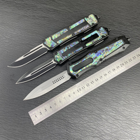 Couteau pliant de survie et de chasse pour le camping, avec manche en alliage de zinc et coquille d'ormeau exquise, en acier inoxydable 5CR13, OEM