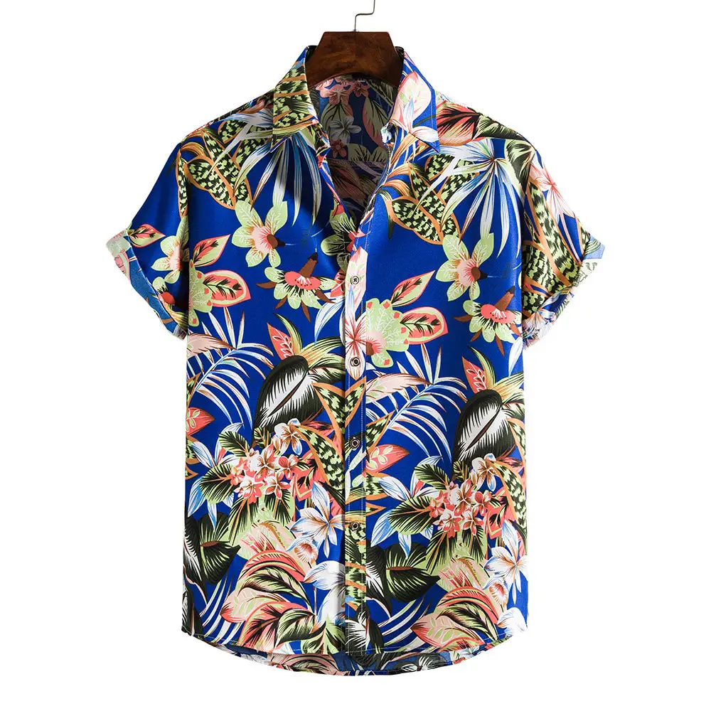 Heren Korte Mouw Zomer Tropisch Hawaii Strandkleding Casual Bloemenshirts