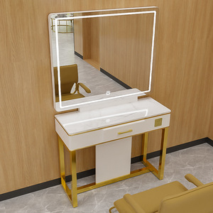 Miroir de salon LED double face doré, durable, écologique, design moderne, mobilier de salon de coiffure, salon de beauté - Product Image 5