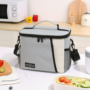 Sac isotherme pour repas, violet, portable, avec poche latérale en filet, idéal pour les repas de travail en extérieur - Product Image 3