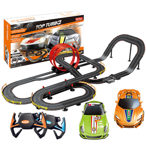 A47-23 <span class=keywords><strong>Circuit</strong></span> de <span class=keywords><strong>course</strong></span> de slot car 2-en-1 haute vitesse, échelle 1/43, avec alimentation et protection contre les courts-circuits, en plastique, <span class=keywords><strong>jouet</strong></span> pour garçons - Product Image 3