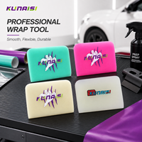 Outil de pose de film vinyle pour voiture KUNAISI, raclette en TPU à motif personnalisé avec bord en feutre, résistant à l'usure, pour film de protection PPF