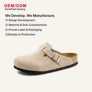 Mules confortables en cuir suédé de vache et nubuck pour femme, semelle en bois durable, modèle 2026, à enfiler, sans talon, vente en gros - Product Image 1