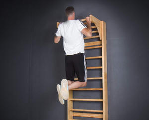 Klettergerüst aus Holz für den Innenbereich, Wandmontage, Sprossenwand, schwedisches Heimsportgerät, Sprossenwand, Holzsprossenwand - Product Image 6