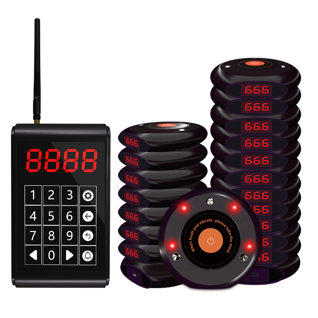 Restaurant Coaster Pagers Touch Screen Keyboard for Restaurant Church Food Coffee Shop Office Wireless Guest Paging System