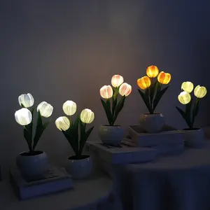 Taikoon Keramiek Indoor Home Desk Nachtkastje Led Tafellamp Snelle Verzending Creatieve Bloemen Tulp Zacht Acryl Slaapkamerlicht