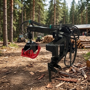 Remorque de transport de grumes industrielle montée sur <span class=keywords><strong>tracteur</strong></span> avec bras stabilisateurs - Product Image 1