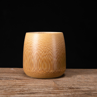 All-Natural Japandi Design Style Well Sanding Organic Bamboo Water Cup Tasse à café en bois Set de table avec tasse à thé non pelucheuse