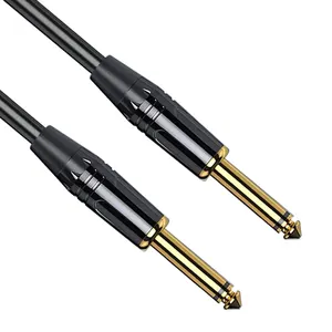 Kabel Audio colokan Jack 6.35mm Mono kabel TS 1/4 inci, kabel Patch gitar tidak seimbang, kabel instrumen 6.35mm