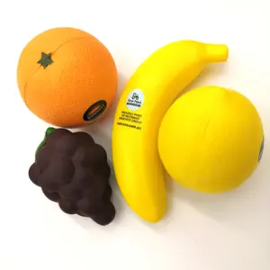 Bola de frutas do estresse do logotipo personalizado pu bola do estresse para liberar o estresse