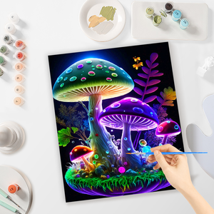 Peinture par numéros moderne 40x50cm, paysage champignon, kit de peinture par numéros, décoration de la maison pour adultes, design de dessin animé de style européen - Product Image 4