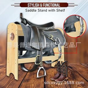Soporte de madera para sillas de montar, 31,8x30x11,22 pulgadas, diseño que ahorra espacio para almacenamiento de equipos de establo para caballos - Product Image 2
