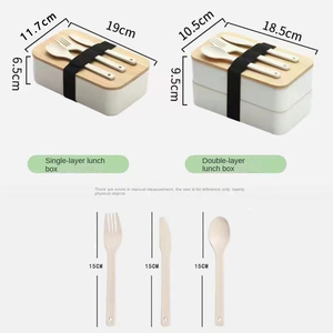 Large Capacity BPA-Free Bento Lunch Box Set with Bamboo Lid and Wheat Straw <strong>Plastic</strong> Dishwasher Safe Offset <strong>Printing</strong> - Product Image 4