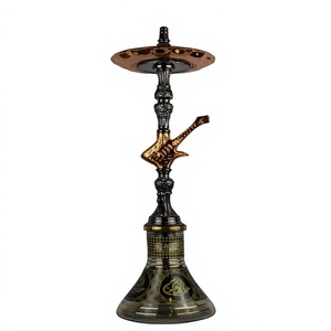 Auténtica Cachimba Khalil Mamoon Egipcia Hecha a Mano con Base de Latón Sólido, Cámara de Latón y Base de Vidrio de 80 cm - Product Image 1
