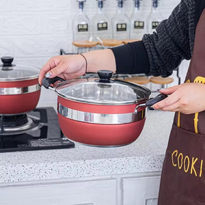 Bộ nồi chảo inox đỏ 12 món thiết kế cổ điển bền đẹp thân thiện với môi trường tốt cho sức khỏe mới gồm chảo rán, nồi nhỏ, nồi súp - Product Image 4