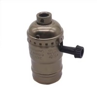 Douille d'ampoule Edison antique E26 E27 à vis en aluminium, support de lampe rétro avec interrupteur à fermeture éclair