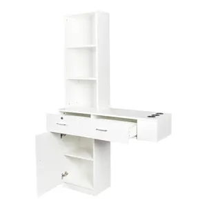 Meuble de rangement moderne blanc multifonctionnel pour <span class=keywords><strong>salon</strong></span> de beauté, hôtel et centre commercial - Coiffeuse en bois pour coiffeur et barbier - Product Image 1