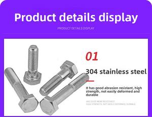 Bande de roulement M9 M8x140 tête épaisse haute résistance Hex <span class=keywords><strong>10</strong></span> <span class=keywords><strong>mm</strong></span> M8 X1 Chine boulons écrous M12x40 hexagone Long 304 <span class=keywords><strong>boulon</strong></span> en acier inoxydable - Product Image 5