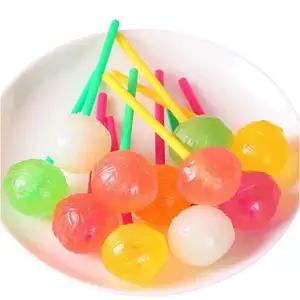 糖果彩色水果圆形硬糖果棒儿童棒棒糖