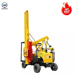 Highway Road Construction Guardrail Post Wheeled pile machine drop hammer hydraulic pile driver