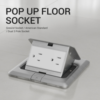 Prise de sol moderne Pop-Up Floor Outlet Box Couvercle étanche et anti-poussière Prise électrique standard américaine pour le bureau et la maison