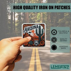 Custom Arizona Embroidery <b>Patch</b> 3 Inches Iron <b>On</b> <b>Sew</b> <b>On</b> Travel Applique Fabric <b>Patch</b> Route 66 Cactus Design - Product Image 5