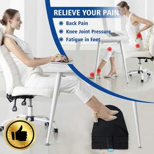 Repose-pieds XXL en mousse à mémoire de forme pour bureau, 3 hauteurs réglables, chaise de bureau, chaise de jeu, support de jambe en gel, repose-pieds noir, soutien - Product Image 5