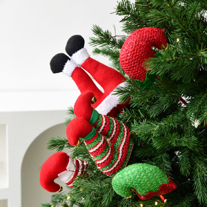 Plush <b>Christmas</b> Elf Legs <b>Tree</b> Inserts with Bells for Commercial Mall Window Display Holiday Party Event Decoration Supplies - Product Image 3
