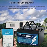 Batterie LiFePO4 12,8V 100Ah 1280Wh à décharge profonde avec BMS BT, 6000 cycles, pour VR, marine, solaire, hors réseau LP-12300, garantie 5 ans