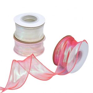 ริบบิ้นไหมพรมหางปลาสีรุ้งหรูหรา 10 หลา กว้าง 4 ซม. (1.6 นิ้ว) ริบบิ้นลายดอกไม้ ใช้สำหรับงานกีฬาและของขวัญ - Product Image 5