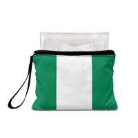 Dompet Koin Persegi Panjang Cetak Digital Poliester Bendera Nasional Nigeria Dompet Mini Lipat dengan Ritsleting Portabel