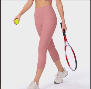 Leggings de yoga taille haute pour femmes, longueur intégrale, en spandex respirant, couleur unie, effet ventre plat, avec poches latérales - Product Image 3