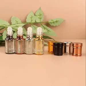 Design fantaisie 3ml 6ml 12ml Mini bouteilles d'huile essentielle en verre rechargeables rouleau de parfum en verre sérum Oud Attar bouteilles bouteilles en verre