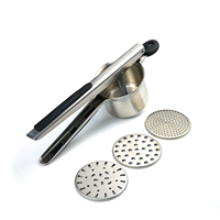 Écrase-pommes en acier inoxydable robuste avec poignée en silicone, presse-purée pour bébé, outil de préparation de la nourriture pour bébé, en stock