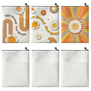 Funda de libro en blanco para sublimación, funda de libro de lino y algodón DIY con diseño de <span class=keywords><strong>bolsillo</strong></span> medio, funda de libro de tela de transferencia de calor con cremallera - Product Image 4