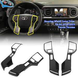 <strong>Car</strong> Carbon Fiber Center Console Steering Wheel Button Panel Molding Trim Cover for Toyota 3rd Gen Tacoma Auto Exterior Parts - Product Image 1