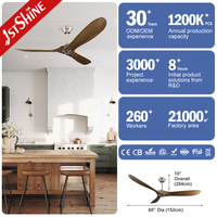 Ventilateur de plafond 1stshine pour la maison, 60 pouces, moteur DC à économie d'énergie, grand ventilateur de plafond en bois massif sans lumière