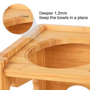 Logotipo personalizado de madera de bambú gato mascota perro cachorro de acero inoxidable alimentación viaje agua mascota tazón alimentador de madera perro cuencos con soporte - Product Image 5