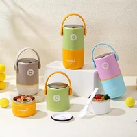 Boîte à nourriture portable Seau à dîner thermique à double couche pour Wokers de bureau ou boîte à lunch de conservation de la chaleur en acier inoxydable pour étudiants