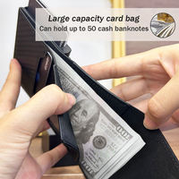 Porte-cartes ultra fin en cuir avec emplacement pour AirTag, format poche avant, portefeuille minimaliste pour homme