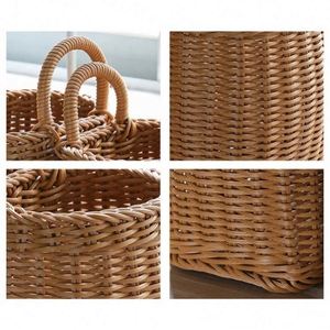 Foldable Children Storage <b>Basket</b> 11X11X11 Portable Multifunctional 2 Compartments Laundry Hamper Water Hyacinth <b>Wicker</b> - Product Image 2