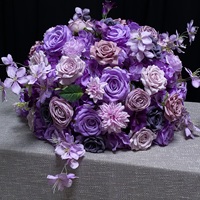 Décorations de table pour mariage RHD, boules de fleurs artificielles décoratives, boules de fleurs en soie rose violette