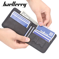 Dompet Kulit PU Pria Baellerry OEM Custom, Dompet Kartu Kredit Multi-kartu, Dompet Koin Kecil Retro untuk Pria