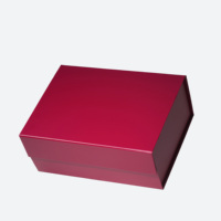 Boîte cadeau en carton rigide rouge bordeaux à rabat magnétique pliable de taille A5 en gros